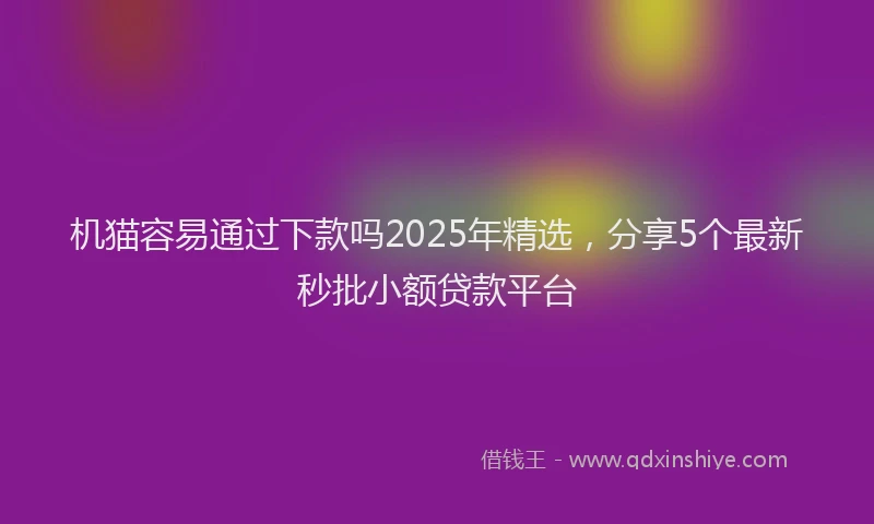机猫容易通过下款吗2025年精选，分享5个最新秒批小额贷款平台