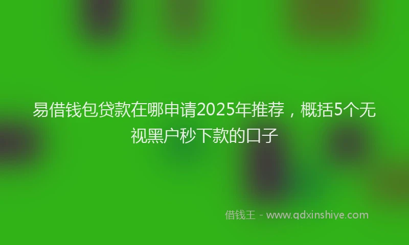 易借钱包贷款在哪申请2025年推荐，概括5个无视黑户秒下款的口子