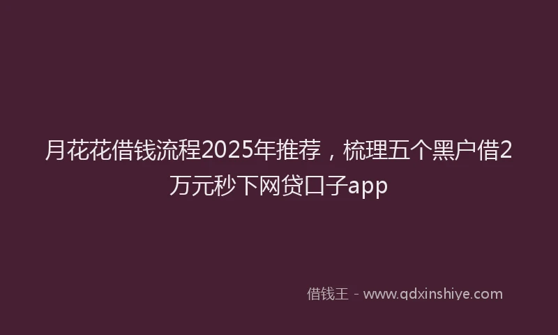 月花花借钱流程2025年推荐，梳理五个黑户借2万元秒下网贷口子app