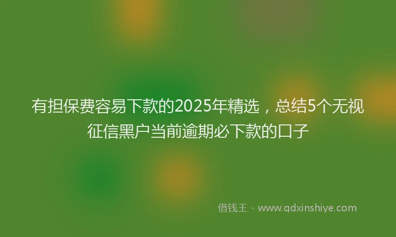 有担保费容易下款的2025年精选，总结5个无视征信黑户当前逾期必下款的口子