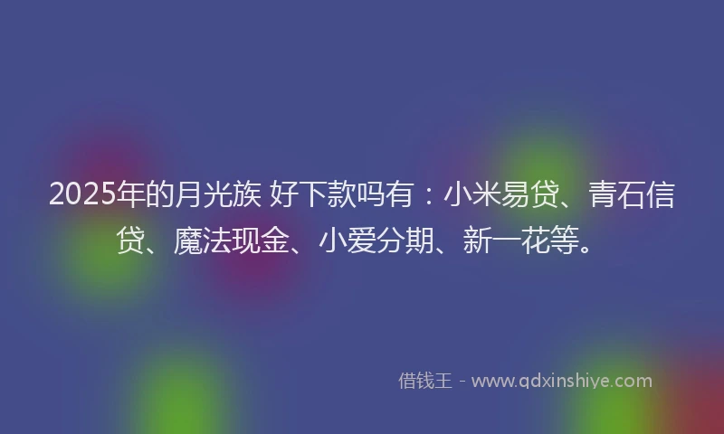 2025年的月光族 好下款吗有：小米易贷、青石信贷、魔法现金、小爱分期、新一花等。