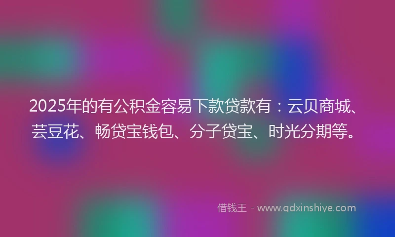 2025年的有公积金容易下款贷款有：云贝商城、芸豆花、畅贷宝钱包、分子贷宝、时光分期等。