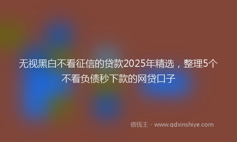 无视黑白不看征信的贷款2025年精选，整理5个不看负债秒下款的网贷口子