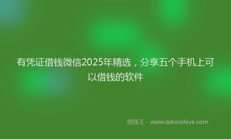 有凭证借钱微信2025年精选，分享五个手机上可以借钱的软件