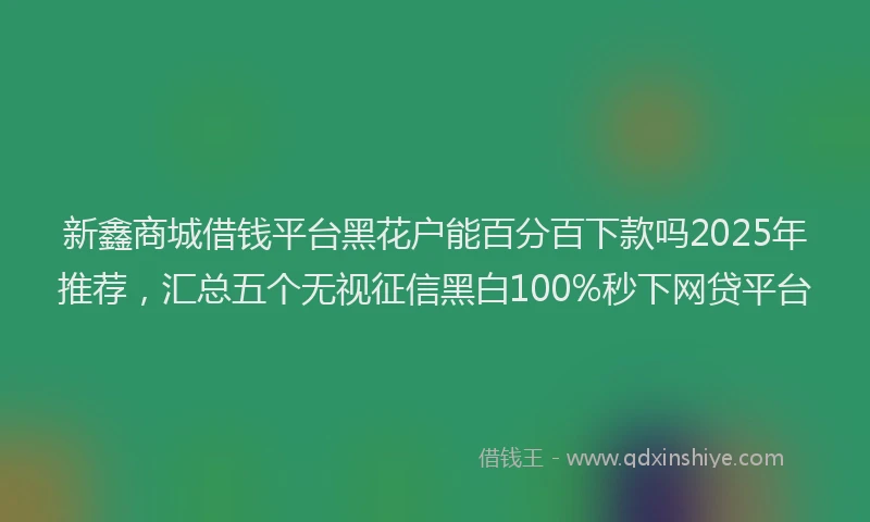 新鑫商城借钱平台黑花户能百分百下款吗2025年推荐，汇总五个无视征信黑白100%秒下网贷平台