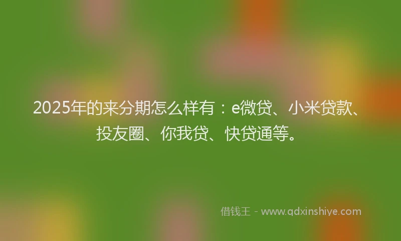 2025年的来分期怎么样有：e微贷、小米贷款、投友圈、你我贷、快贷通等。