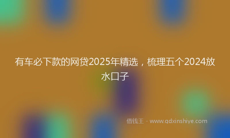 有车必下款的网贷2025年精选，梳理五个2024放水口子