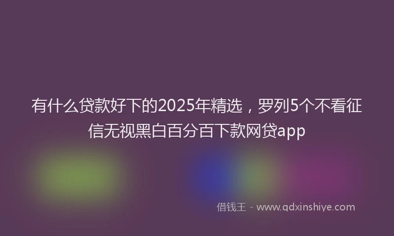 有什么贷款好下的2025年精选，罗列5个不看征信无视黑白百分百下款网贷app