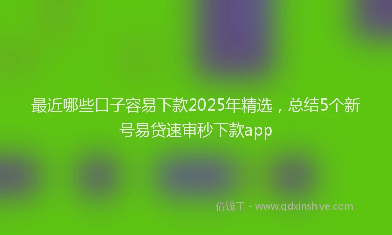 最近哪些口子容易下款2025年精选，总结5个新号易贷速审秒下款app