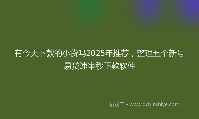有今天下款的小贷吗2025年推荐，整理五个新号易贷速审秒下款软件