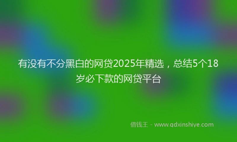 有没有不分黑白的网贷2025年精选，总结5个18岁必下款的网贷平台