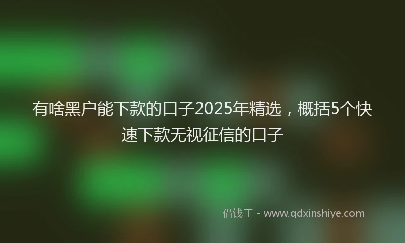 有啥黑户能下款的口子2025年精选，概括5个快速下款无视征信的口子