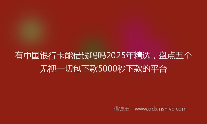 有中国银行卡能借钱吗吗2025年精选，盘点五个无视一切包下款5000秒下款的平台