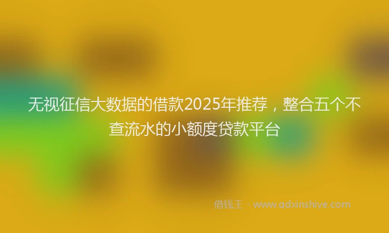 无视征信大数据的借款2025年推荐，整合五个不查流水的小额度贷款平台