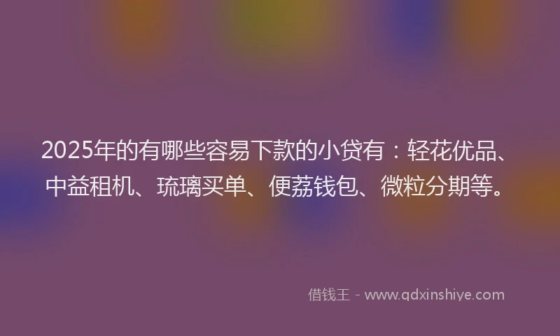 2025年的有哪些容易下款的小贷有：轻花优品、中益租机、琉璃买单、便荔钱包、微粒分期等。