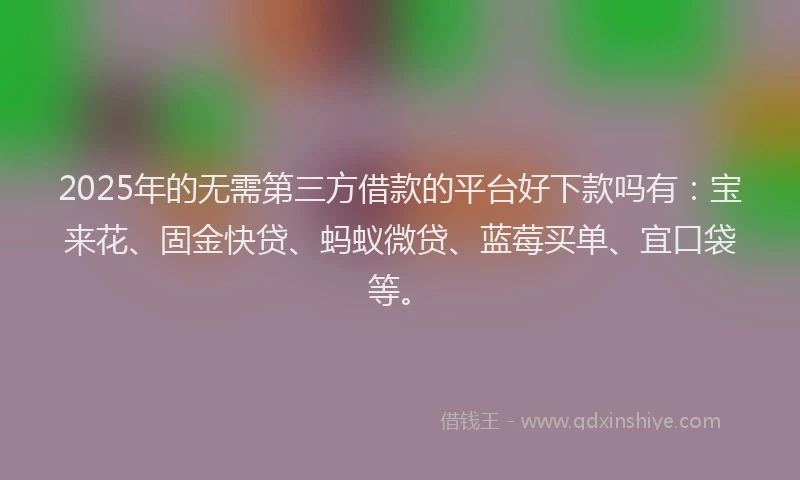 2025年的无需第三方借款的平台好下款吗有：宝来花、固金快贷、蚂蚁微贷、蓝莓买单、宜口袋等。