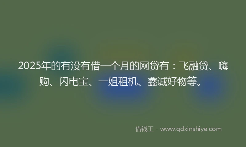 2025年的有没有借一个月的网贷有：飞融贷、嗨购、闪电宝、一姐租机、鑫诚好物等。