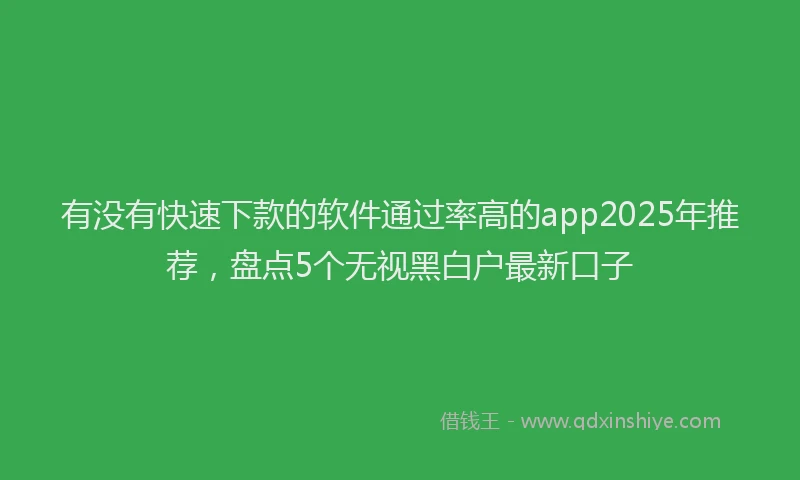 有没有快速下款的软件通过率高的app2025年推荐，盘点5个无视黑白户最新口子