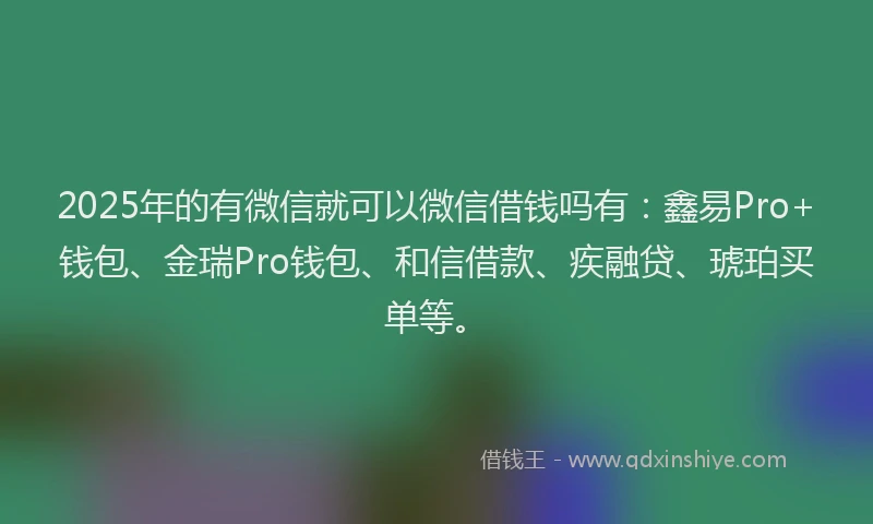2025年的有微信就可以微信借钱吗有：鑫易Pro+钱包、金瑞Pro钱包、和信借款、疾融贷、琥珀买单等。