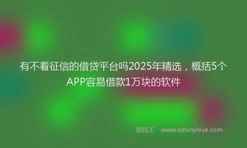 有不看征信的借贷平台吗2025年精选，概括5个APP容易借款1万块的软件