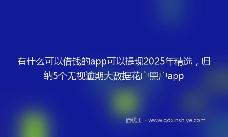 有什么可以借钱的app可以提现2025年精选，归纳5个无视逾期大数据花户黑户app