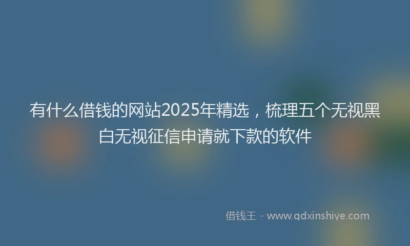 有什么借钱的网站2025年精选，梳理五个无视黑白无视征信申请就下款的软件
