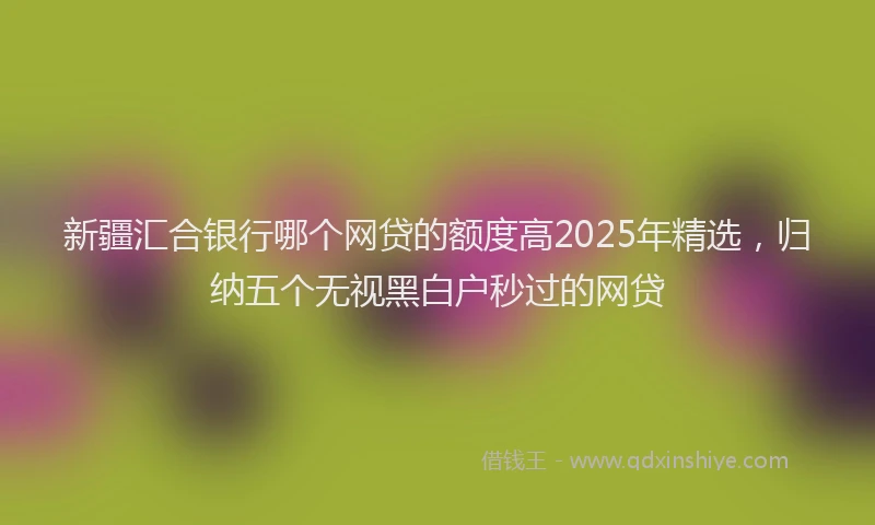 新疆汇合银行哪个网贷的额度高2025年精选，归纳五个无视黑白户秒过的网贷