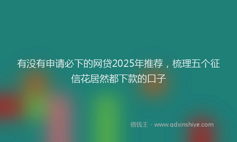 有没有申请必下的网贷2025年推荐，梳理五个征信花居然都下款的口子