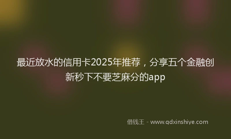 最近放水的信用卡2025年推荐，分享五个金融创新秒下不要芝麻分的app