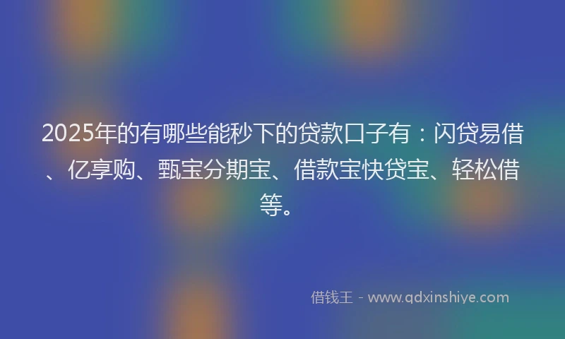 2025年的有哪些能秒下的贷款口子有：闪贷易借、亿享购、甄宝分期宝、借款宝快贷宝、轻松借等。