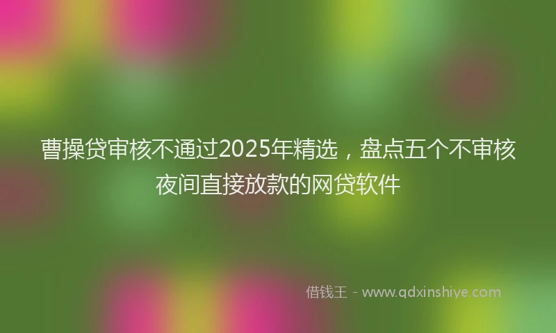 曹操贷审核不通过2025年精选，盘点五个不审核夜间直接放款的网贷软件