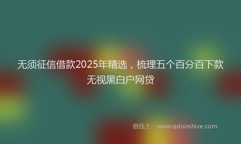 无须征信借款2025年精选，梳理五个百分百下款无视黑白户网贷