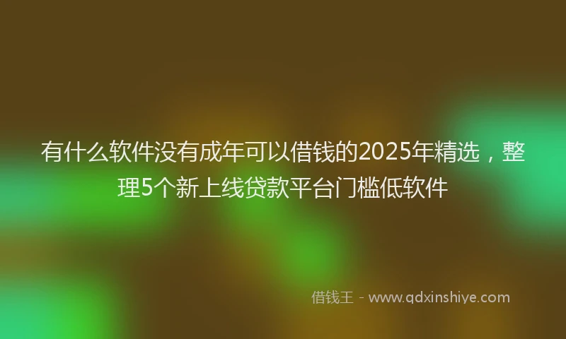 有什么软件没有成年可以借钱的2025年精选，整理5个新上线贷款平台门槛低软件