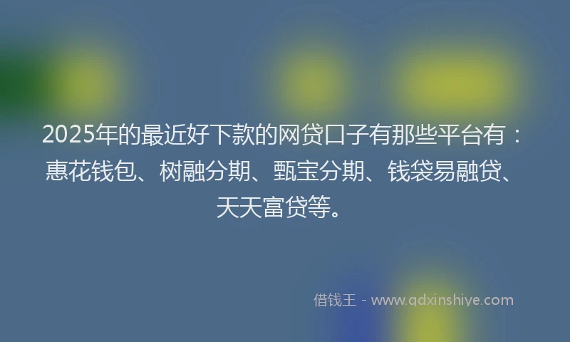 2025年的最近好下款的网贷口子有那些平台有：惠花钱包、树融分期、甄宝分期、钱袋易融贷、天天富贷等。