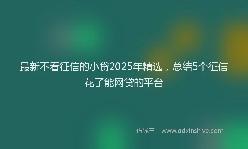 最新不看征信的小贷2025年精选，总结5个征信花了能网贷的平台