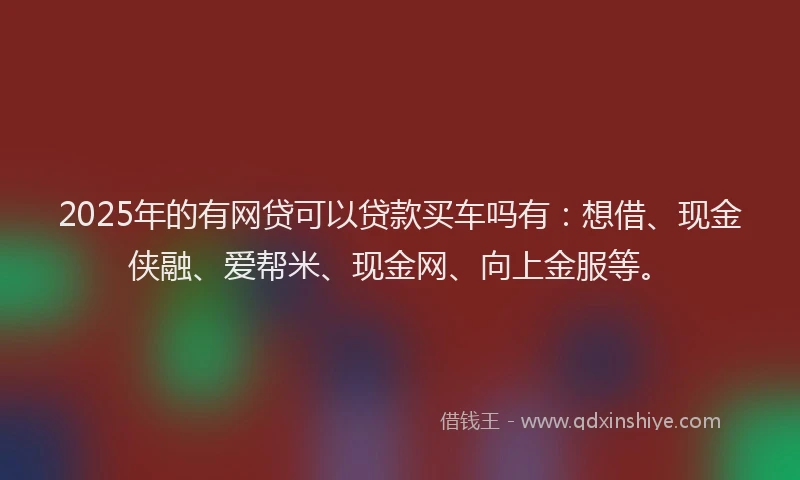 2025年的有网贷可以贷款买车吗有：想借、现金侠融、爱帮米、现金网、向上金服等。