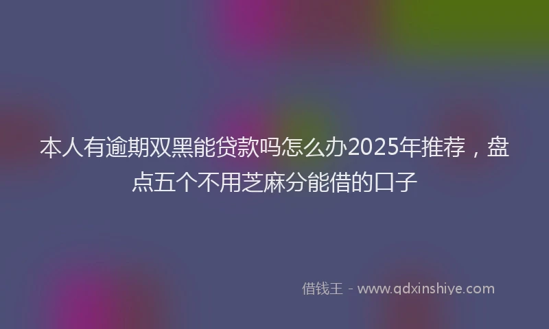 本人有逾期双黑能贷款吗怎么办2025年推荐，盘点五个不用芝麻分能借的口子