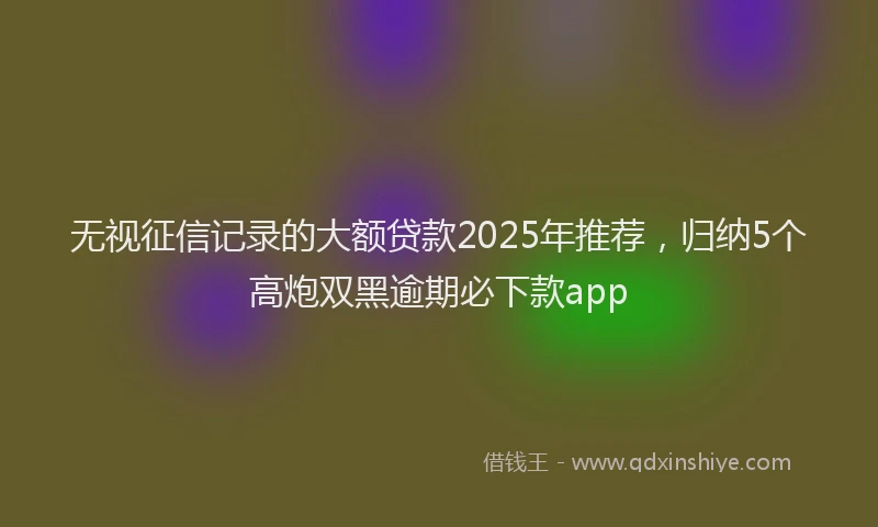 无视征信记录的大额贷款2025年推荐，归纳5个高炮双黑逾期必下款app
