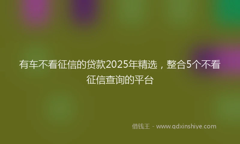 有车不看征信的贷款2025年精选，整合5个不看征信查询的平台
