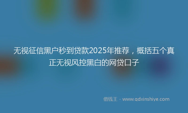 无视征信黑户秒到贷款2025年推荐，概括五个真正无视风控黑白的网贷口子