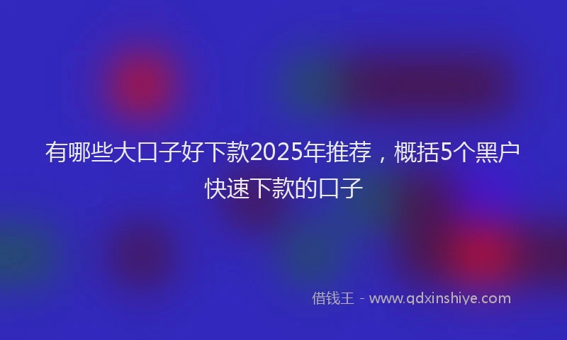 有哪些大口子好下款2025年推荐，概括5个黑户快速下款的口子