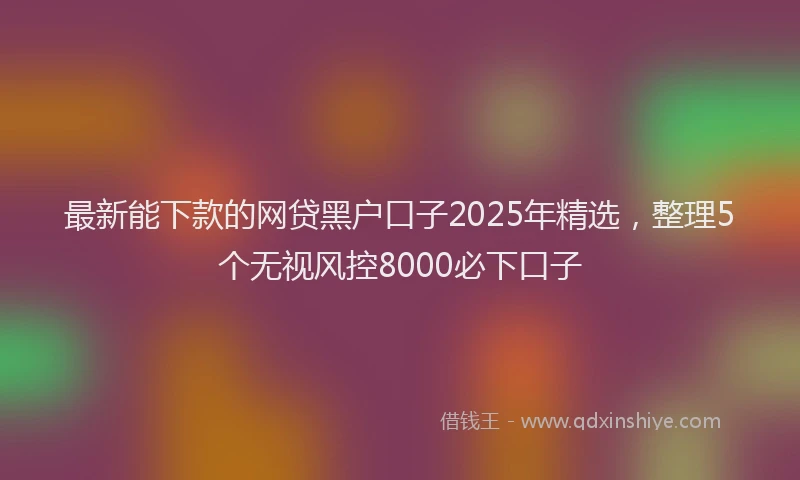 最新能下款的网贷黑户口子2025年精选，整理5个无视风控8000必下口子