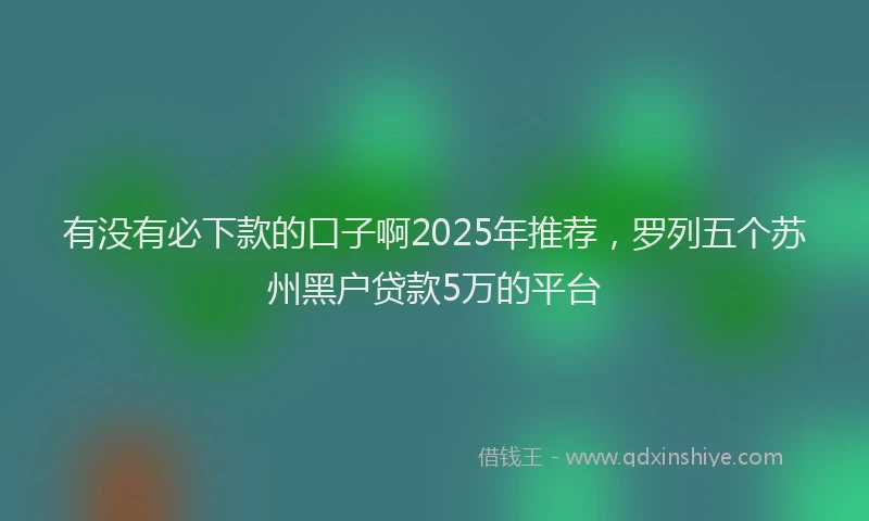 有没有必下款的口子啊2025年推荐，罗列五个苏州黑户贷款5万的平台
