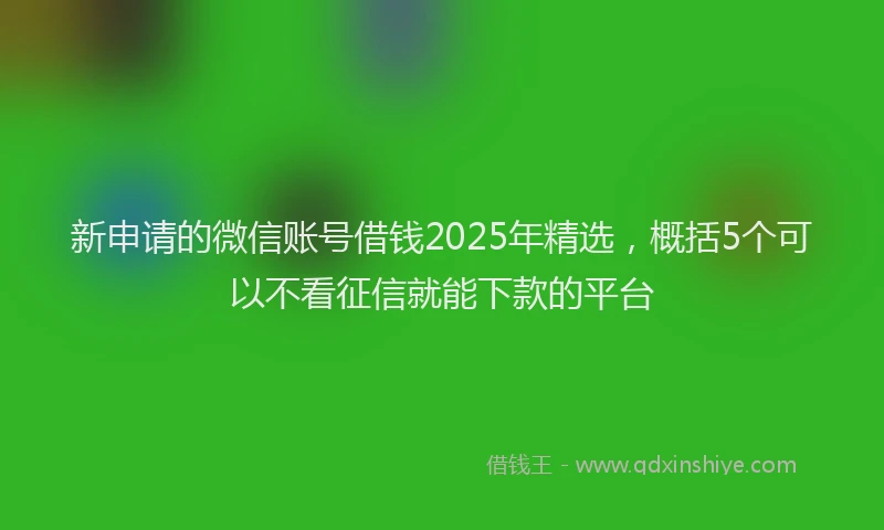 新申请的微信账号借钱2025年精选，概括5个可以不看征信就能下款的平台