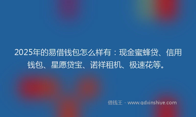 2025年的易借钱包怎么样有：现金蜜蜂贷、信用钱包、星愿贷宝、诺祥租机、极速花等。