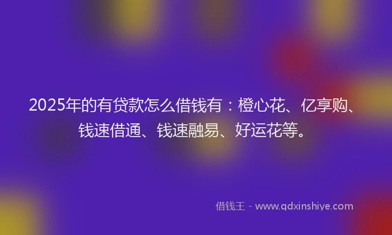 2025年的有贷款怎么借钱有：橙心花、亿享购、钱速借通、钱速融易、好运花等。