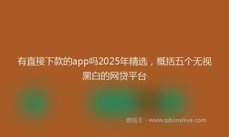 有直接下款的app吗2025年精选，概括五个无视黑白的网贷平台