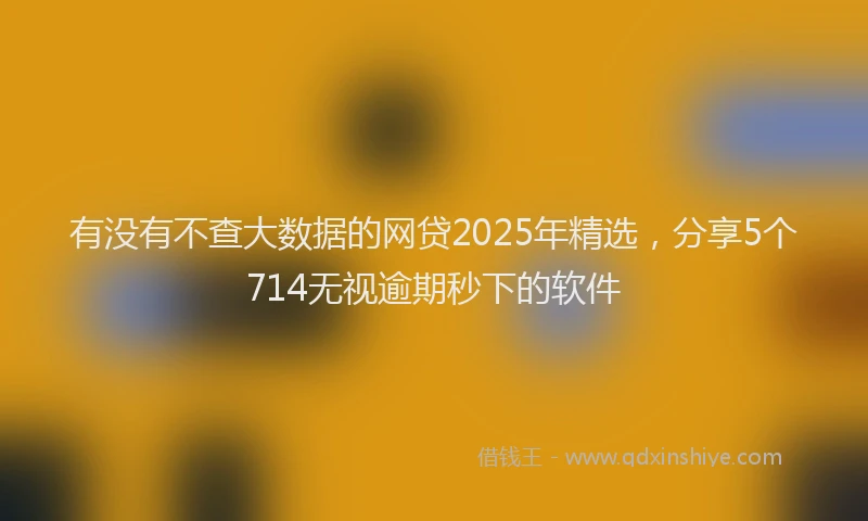 有没有不查大数据的网贷2025年精选，分享5个714无视逾期秒下的软件