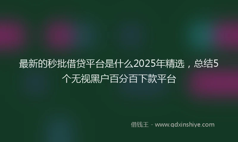 最新的秒批借贷平台是什么2025年精选，总结5个无视黑户百分百下款平台