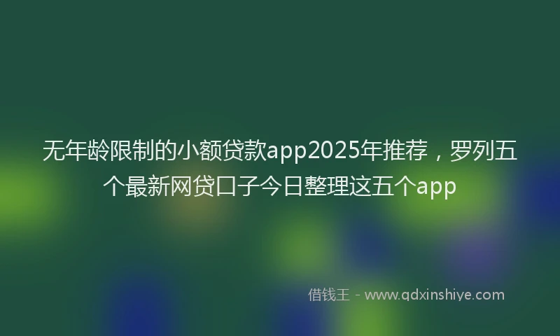 无年龄限制的小额贷款app2025年推荐，罗列五个最新网贷口子今日整理这五个app